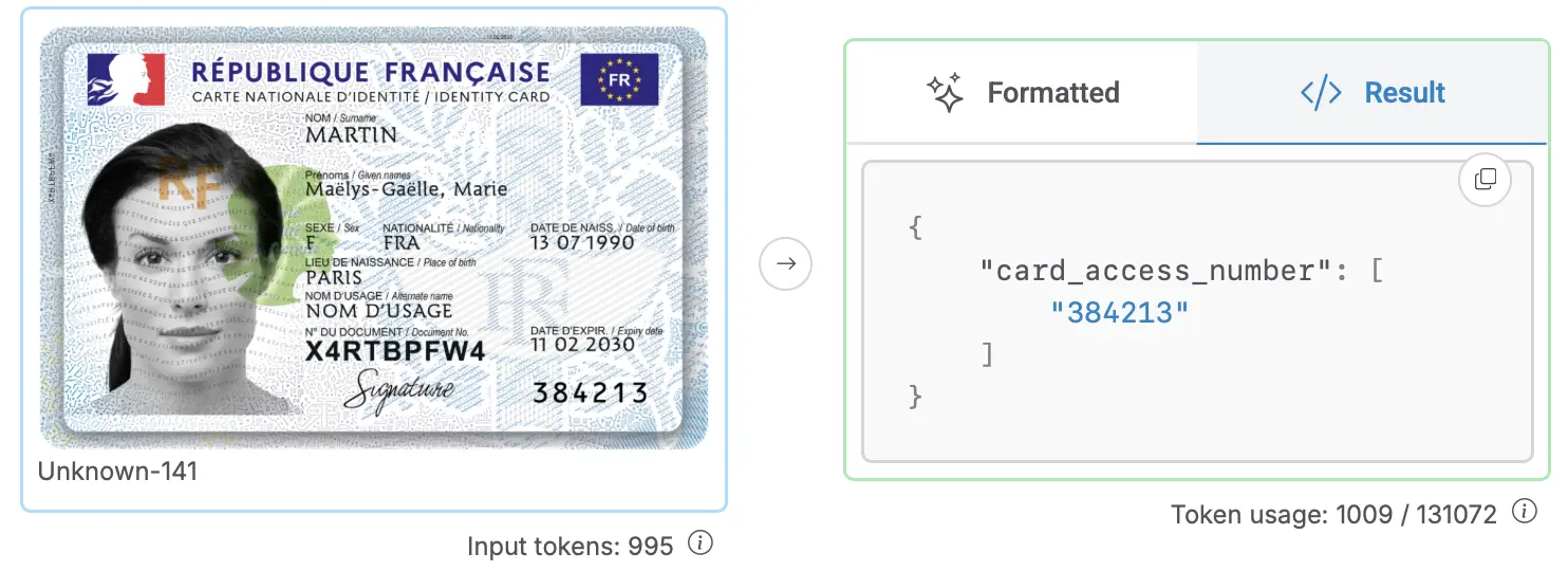 Extracting the card access number from a French national ID card.